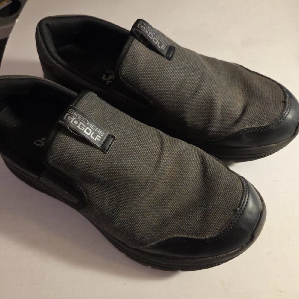Skechers GOOD YEAR Gogolf 214035 Gray And Black Slip On Shoes Size 10M